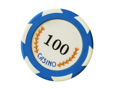 Blue 100 dollars casino chip