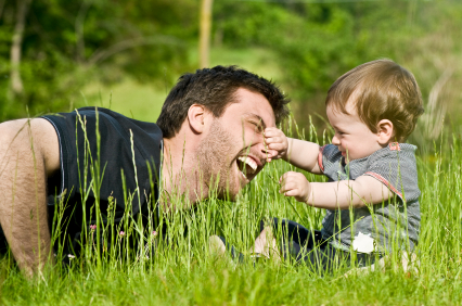 cute little child joke outdoor with dad cute little child joke outdoor with dad